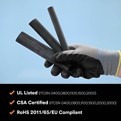 3M ITCSN-0400-6-BLACK100 PCS HEAT SHRINK HEAVY-WALL CABLE SLEEVES ITCSN