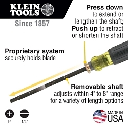 KLEIN 32751 ADJUSTABLE SCREWDRIVER #2 PHILLIPS
