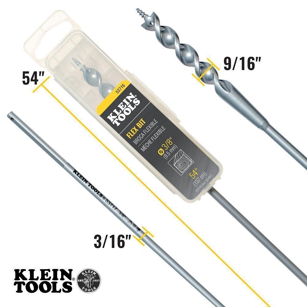 KLEIN 53718 FLEX BIT AUGER 9/16-IN X 54-IN