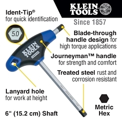 KLEIN JTH98M HEX KEY SET METRIC JOURNEYMAN T-