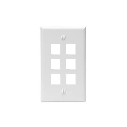 LEV 41080-6WP 6PORT QP WALLPLATE WH