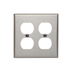 LEV 84016 2G SS METAL WALLPLATE SATIN 430 2DUP