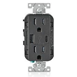 LEV T5633-E DECORA TYPE AC USB 15A 25W BLACK