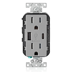 LEV T5633-GY DECORA TYPE AC USB 15A 25W GRAY
