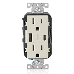 LEV T5633-T DECORA TYPE AC USB 15A 25W LT. ALMON