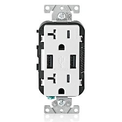 LEV T5832-W WH COMBI DUP REC/USB CHARGER 20A1