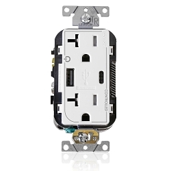 LEV T5833-2W 20A MARKED CONTROLLED USB AC RECEPT