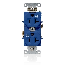 LEV WBR20-BU BU WR DUPLEX REC 2P3W GROUND 2