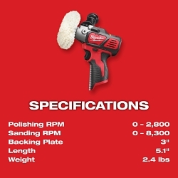 MILW 2438-22X M12 VARIABLE SPEED POLISHER/