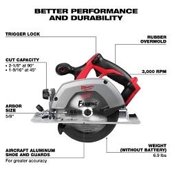 MILW 2630-20 M18 6 ½ CIRCULAR SAW (TOOL ONLY)