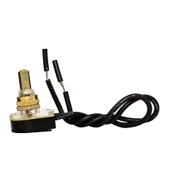 NSI 76090PW PUSH CANOPY MNTND SPST 6A ON-OFF BRASS WIRE