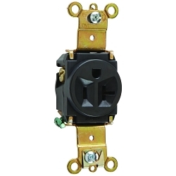 P&S 5361-BK RECP SGL 20A 125V S+B WIRE BK