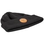 KLEIN 60569 HEAVY KNIT HAT BLACK LEATHER LOGO