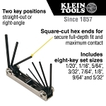 KLEIN 70581 FOLDING HEX KEY SET 8-KEY SAE SIZES