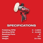 MILW 2438-22X M12 VARIABLE SPEED POLISHER/
