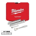 MILW 48-22-9044 25PC 1/4-IN DRIVE METRIC & SA